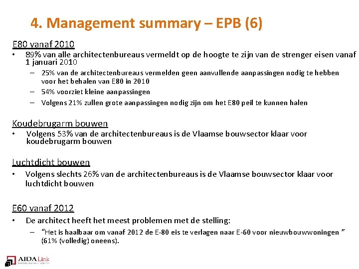 4. Management summary – EPB (6) E 80 vanaf 2010 • 89% van alle