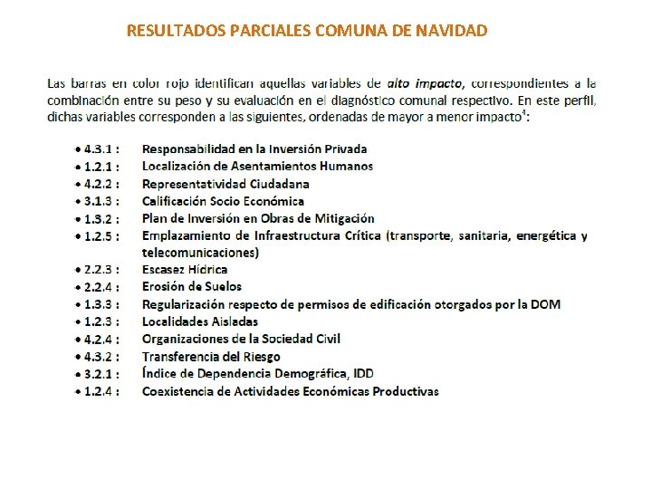 RESULTADOS PARCIALES COMUNA DE NAVIDAD 