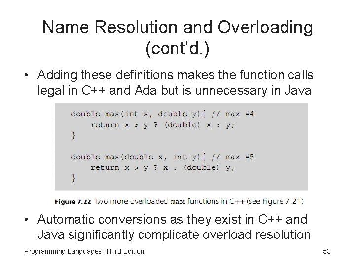 Name Resolution and Overloading (cont’d. ) • Adding these definitions makes the function calls