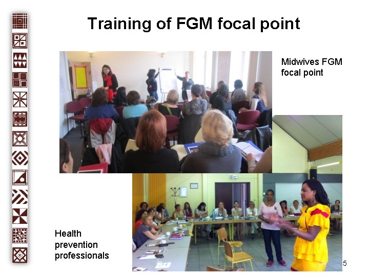 Training of FGM focal point Midwives FGM focal point Health prevention professionals 5 