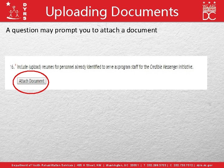 Uploading Documents A question may prompt you to attach a document Department of Youth