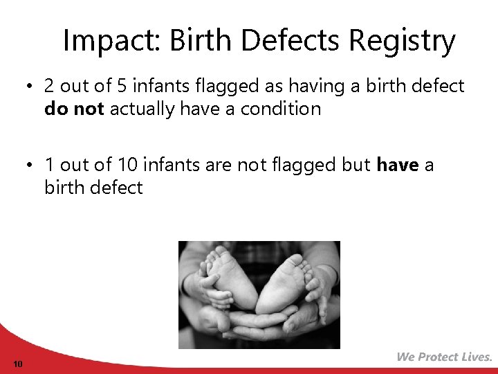 Impact: Birth Defects Registry • 2 out of 5 infants flagged as having a