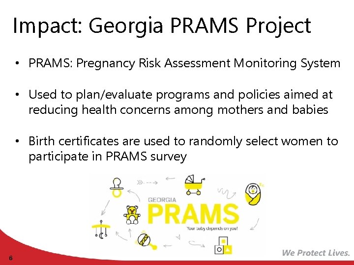 Impact: Georgia PRAMS Project • PRAMS: Pregnancy Risk Assessment Monitoring System • Used to