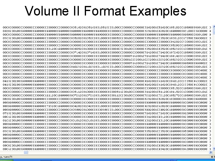 Volume II Format Examples 