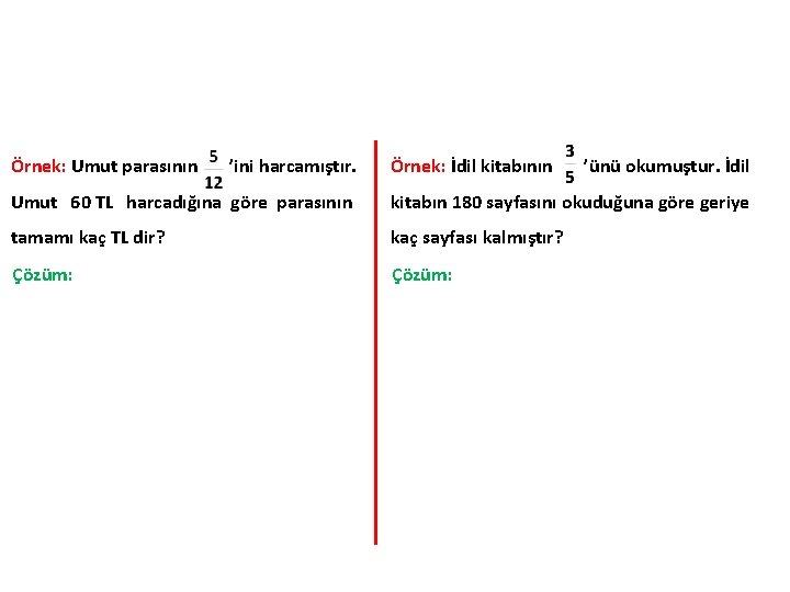 Örnek: Umut parasının ’ini harcamıştır. Örnek: İdil kitabının ’ünü okumuştur. İdil Umut 60 TL