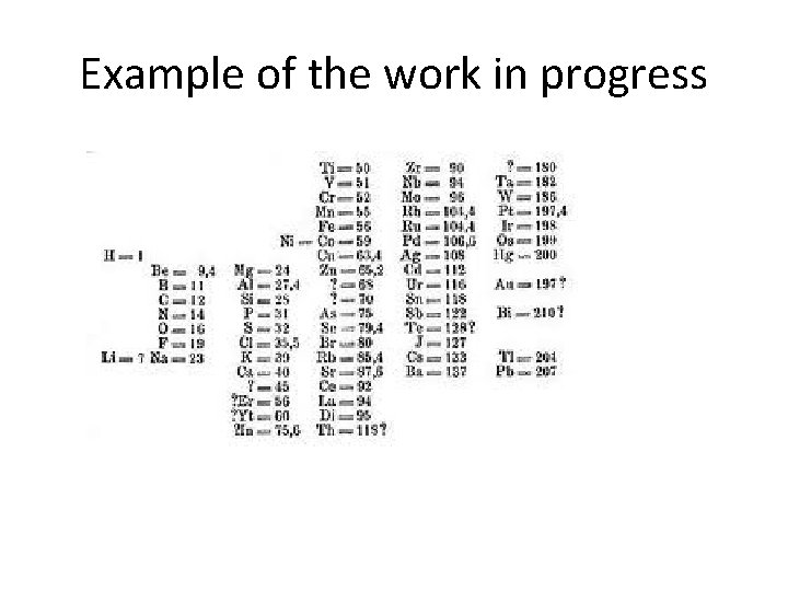 Example of the work in progress 