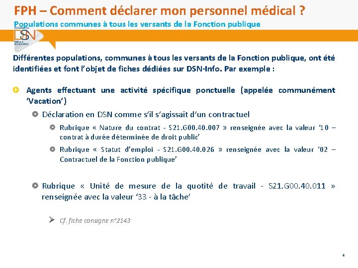 FPH – Comment déclarer mon personnel médical ? Populations communes à tous les versants