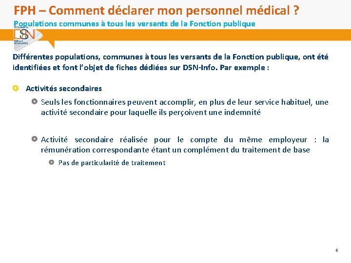 FPH – Comment déclarer mon personnel médical ? Populations communes à tous les versants