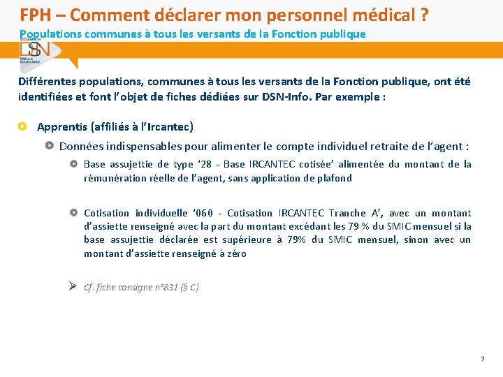 FPH – Comment déclarer mon personnel médical ? Populations communes à tous les versants