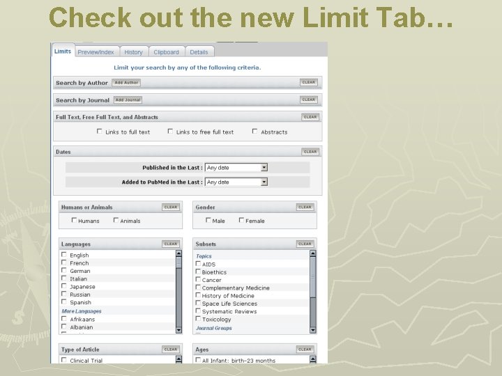 Check out the new Limit Tab… 