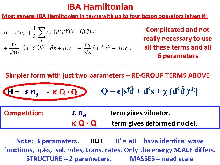 IBA Hamiltonian Most general IBA Hamiltonian in terms with up to four boson operators