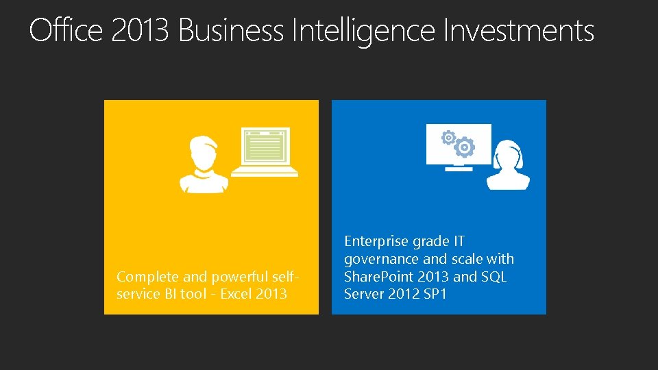 Office 2013 Business Intelligence Investments Complete and powerful selfservice BI tool - Excel 2013