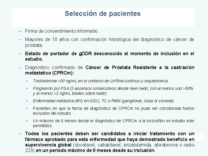 Selección de pacientes – Firma de consentimiento informado. – Mayores de 18 años confirmación