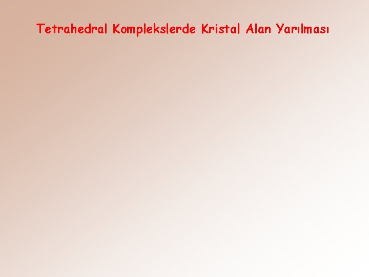 Tetrahedral Komplekslerde Kristal Alan Yarılması 