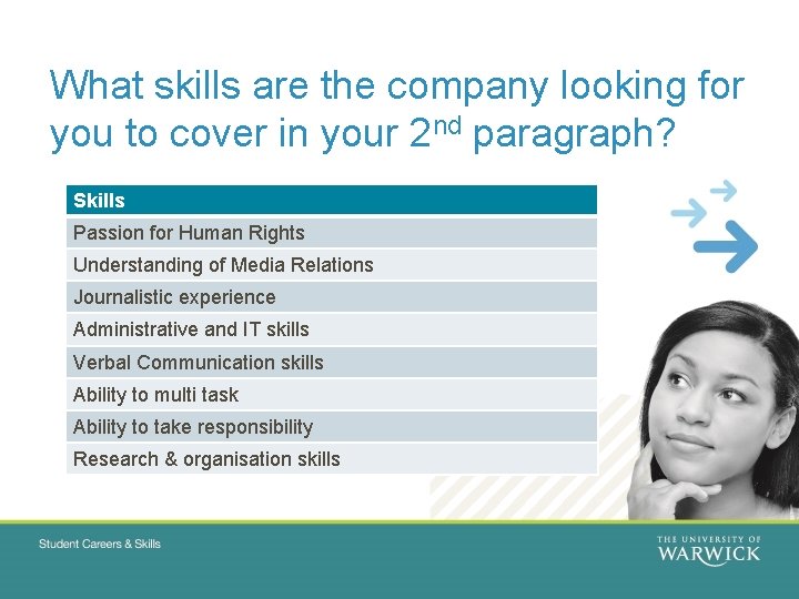 What skills are the company looking for you to cover in your 2 nd