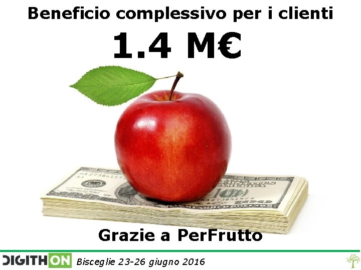 Beneficio complessivo per i clienti 1. 4 M€ Grazie a Per. Frutto Bisceglie 23