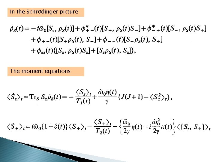 ・・ In the Schrodinger picture The moment equations 