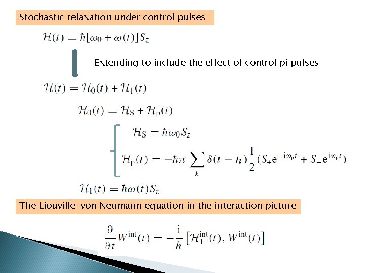 Stochastic relaxation under control pulses Extending to include the effect of control pi pulses