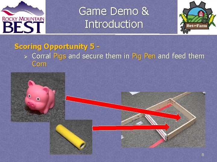 Game Demo & Introduction Scoring Opportunity 5 Ø Corral Pigs and secure them in