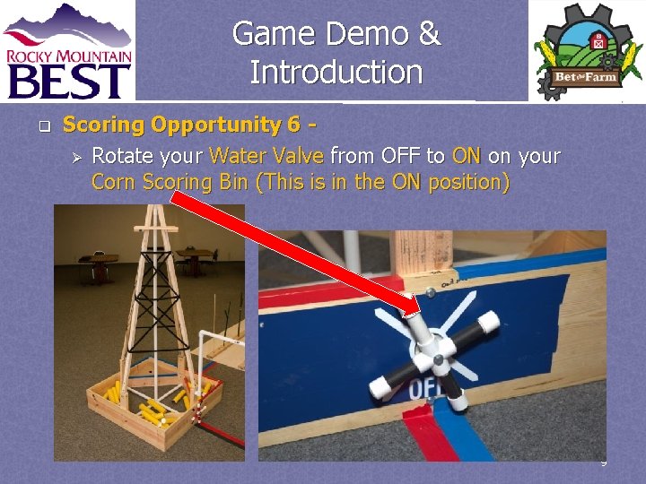 Game Demo & Introduction q Scoring Opportunity 6 Ø Rotate your Water Valve from