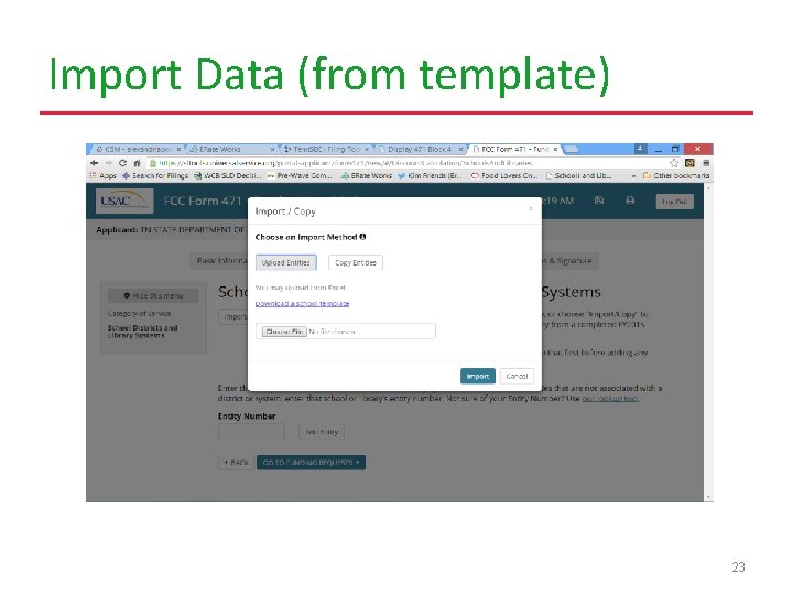 Import Data (from template) 23 
