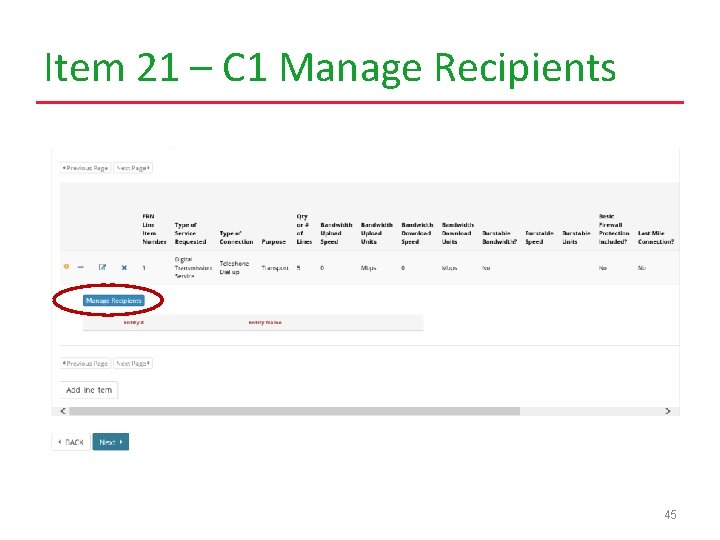 Item 21 – C 1 Manage Recipients 45 