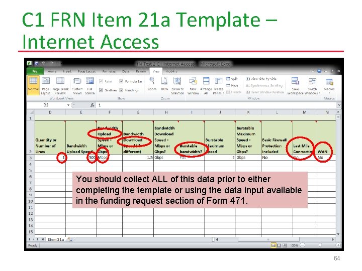 C 1 FRN Item 21 a Template – Internet Access You should collect ALL