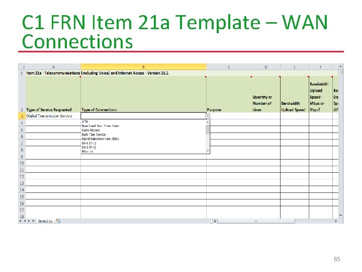 C 1 FRN Item 21 a Template – WAN Connections 65 
