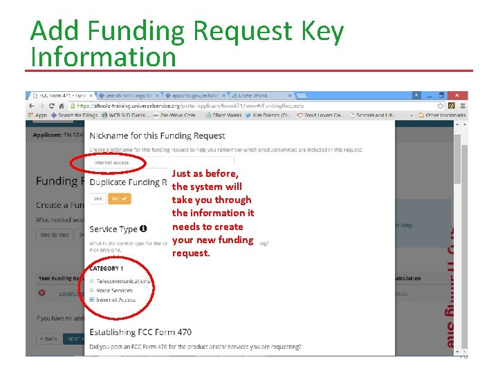 Add Funding Request Key Information Just as before, the system will take you through