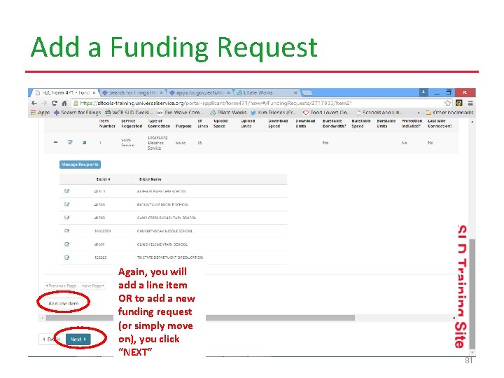 Add a Funding Request Again, you will add a line item OR to add