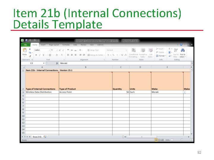 Item 21 b (Internal Connections) Details Template 92 