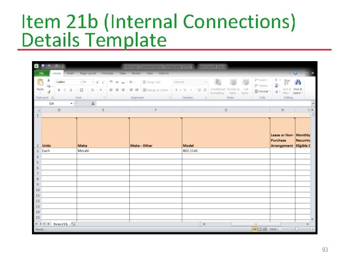 Item 21 b (Internal Connections) Details Template 93 