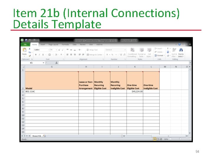 Item 21 b (Internal Connections) Details Template 94 