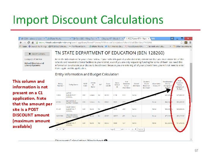 Import Discount Calculations This column and information is not present on a C 1