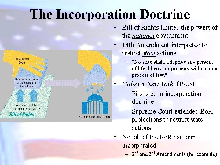 The Incorporation Doctrine • Bill of Rights limited the powers of the national government