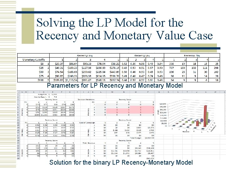 Solving the LP Model for the Recency and Monetary Value Case Parameters for LP