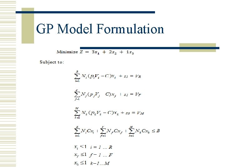 GP Model Formulation 