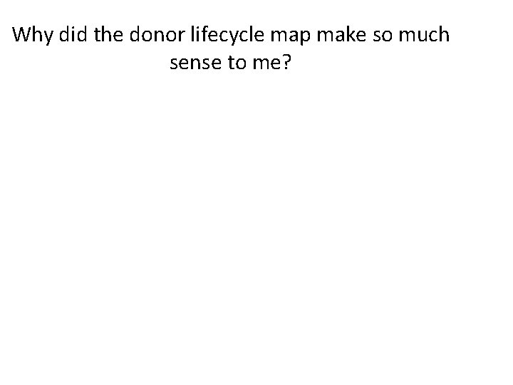 Why did the donor lifecycle map make so much sense to me? 