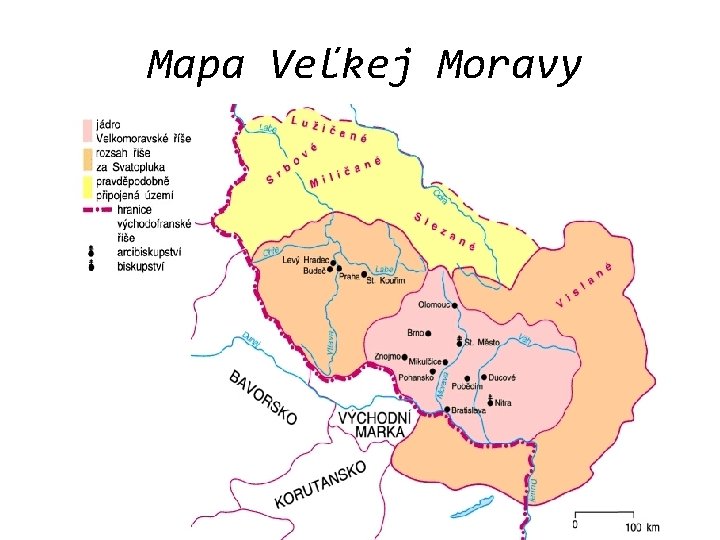 Mapa Veľkej Moravy 