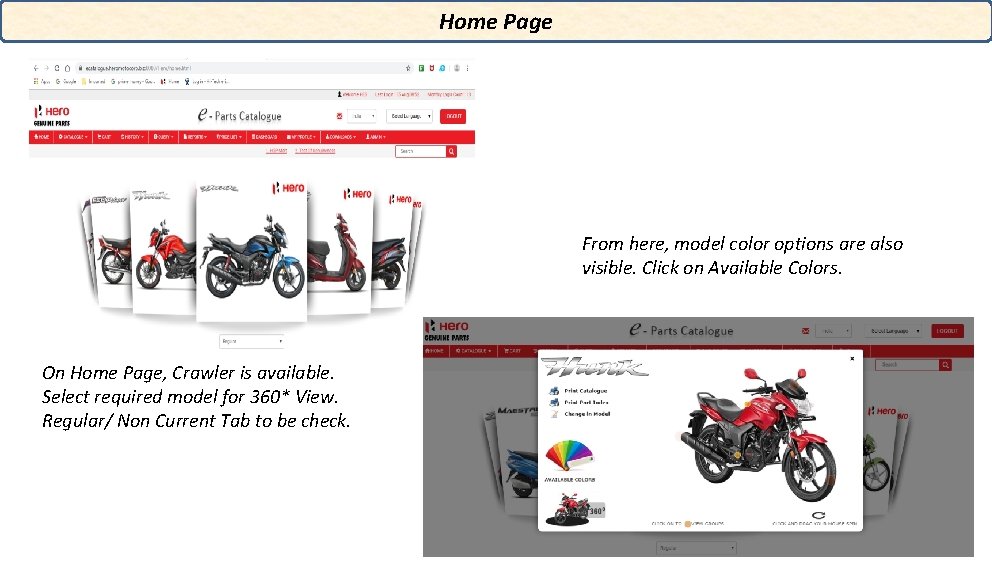 Home Page From here, model color options are also visible. Click on Available Colors.