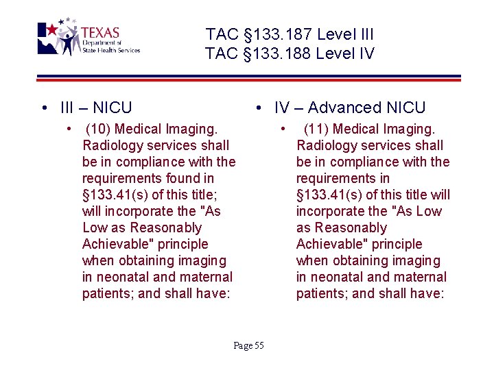 TAC § 133. 187 Level III TAC § 133. 188 Level IV • III