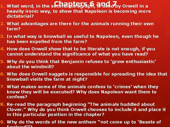 Chapters 6 and 1. What word, in the second paragraph, is used 7 by