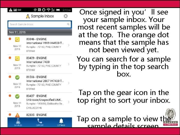 Once signed in you’ll see your sample inbox. Your most recent samples will be