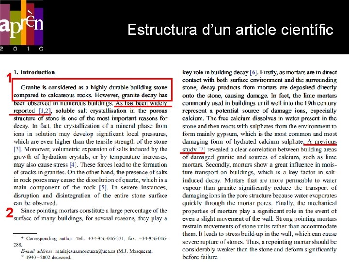 Estructura d’un article científic 1 2 