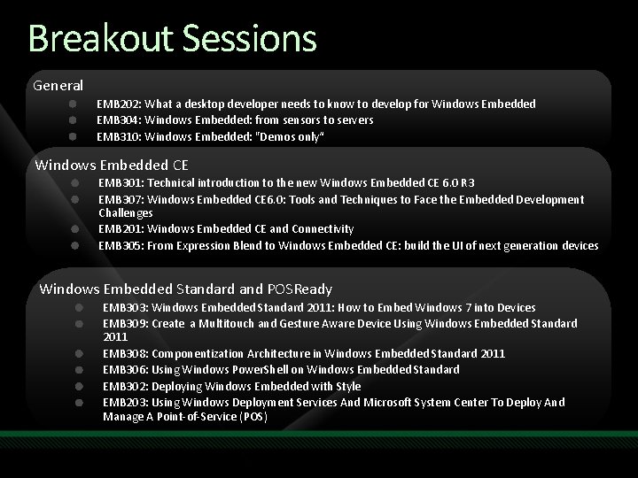 Breakout Sessions General EMB 202: What a desktop developer needs to know to develop
