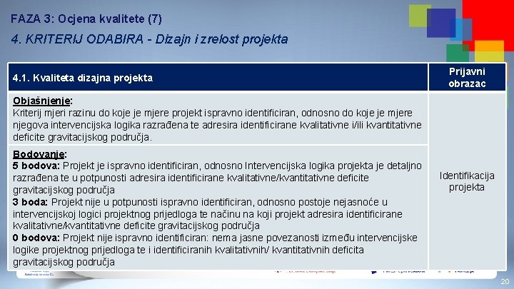FAZA 3: Ocjena kvalitete (7) 4. KRITERIJ ODABIRA - Dizajn i zrelost projekta 4.