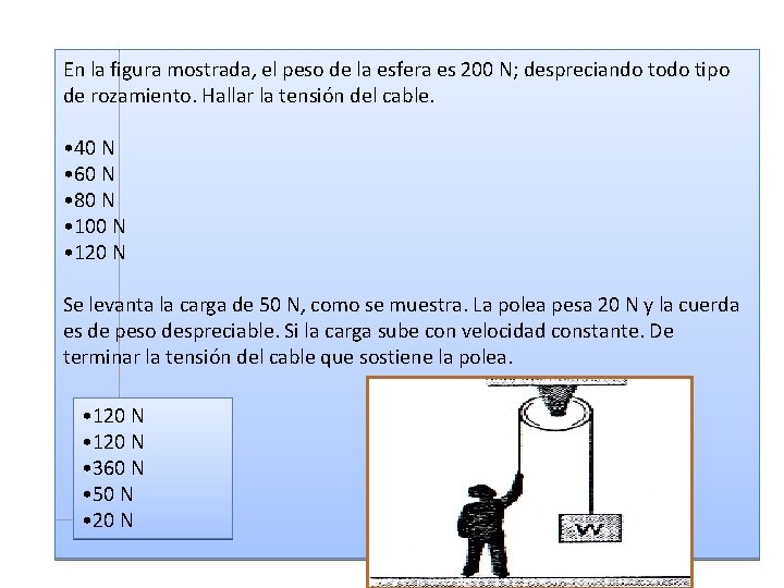 En la figura mostrada, el peso de la esfera es 200 N; despreciando todo