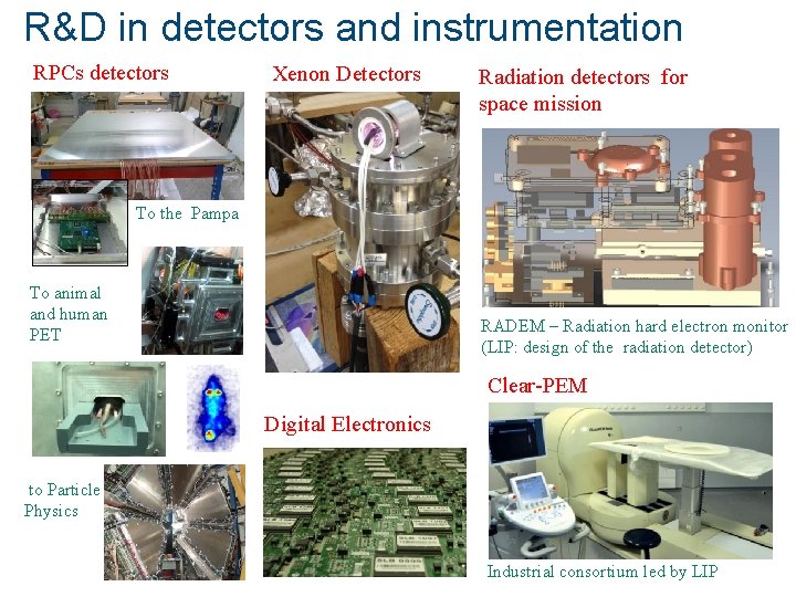 R&D in detectors and instrumentation RPCs detectors Xenon Detectors Radiation detectors for space mission