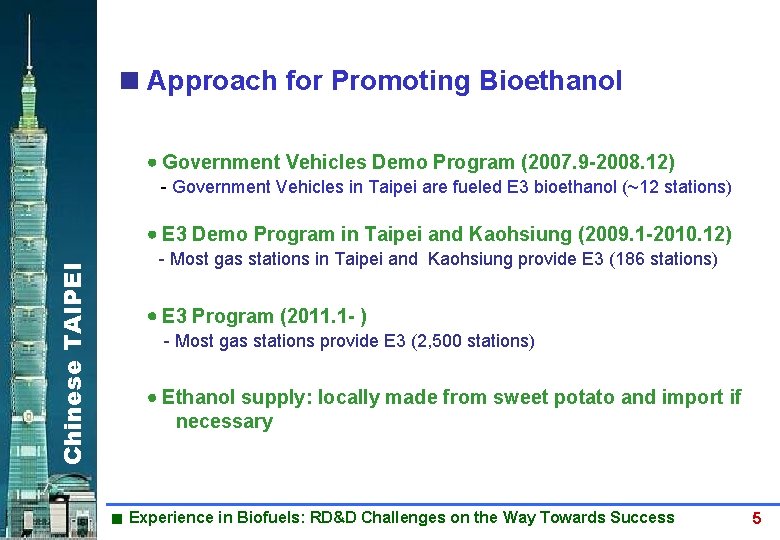 BIOETHANOL Approach for Promoting Bioethanol Government Vehicles Demo Program (2007. 9 -2008. 12) -