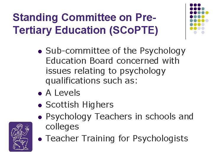 Standing Committee on Pre. Tertiary Education (SCo. PTE) l l l Sub-committee of the
